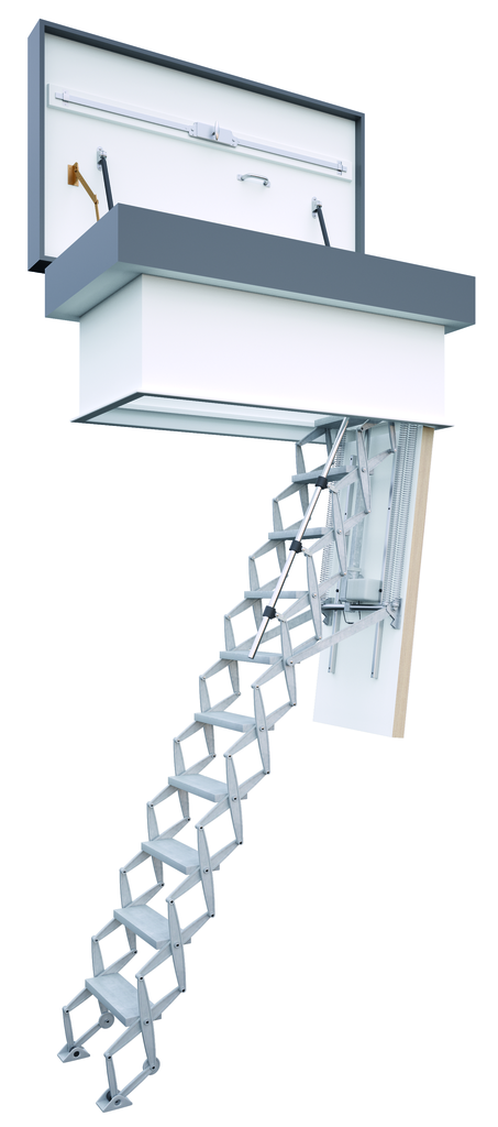 Flachdachausstieg mit Scherentreppe Attic X,I Elektronik  Antrieb 24 Volt Flachdachausstieg mit Scherentreppe Attic X,I Elektronik  Antrieb 24 Volt