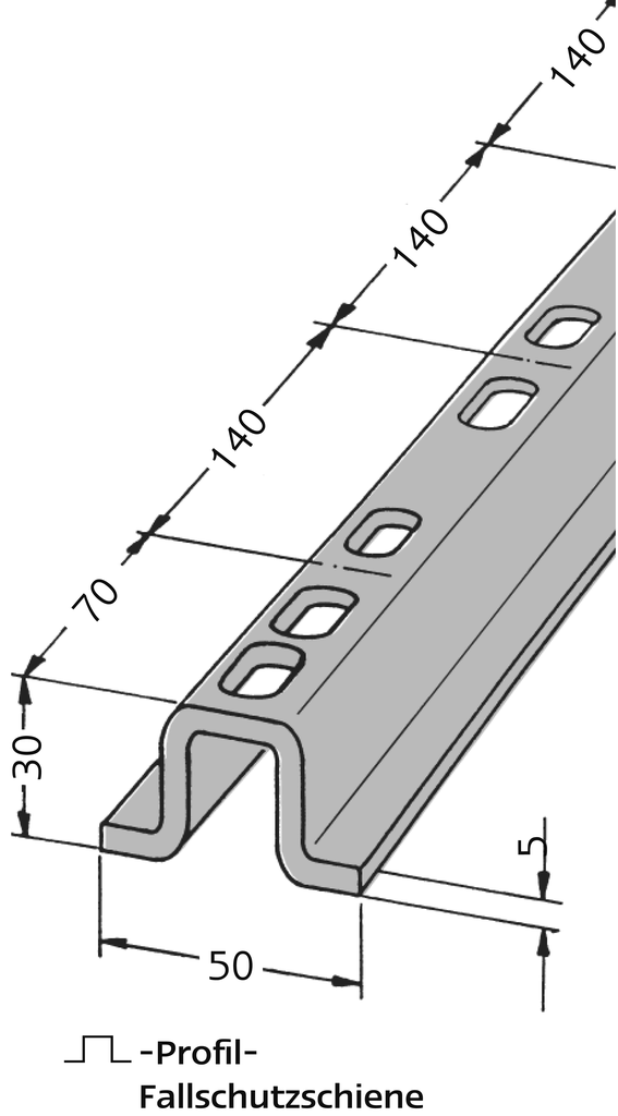 Fallschutzschienen aus Aluminium in Standartängen, eloxiert Fallschutzschienen aus Aluminium in Standartängen, eloxiert