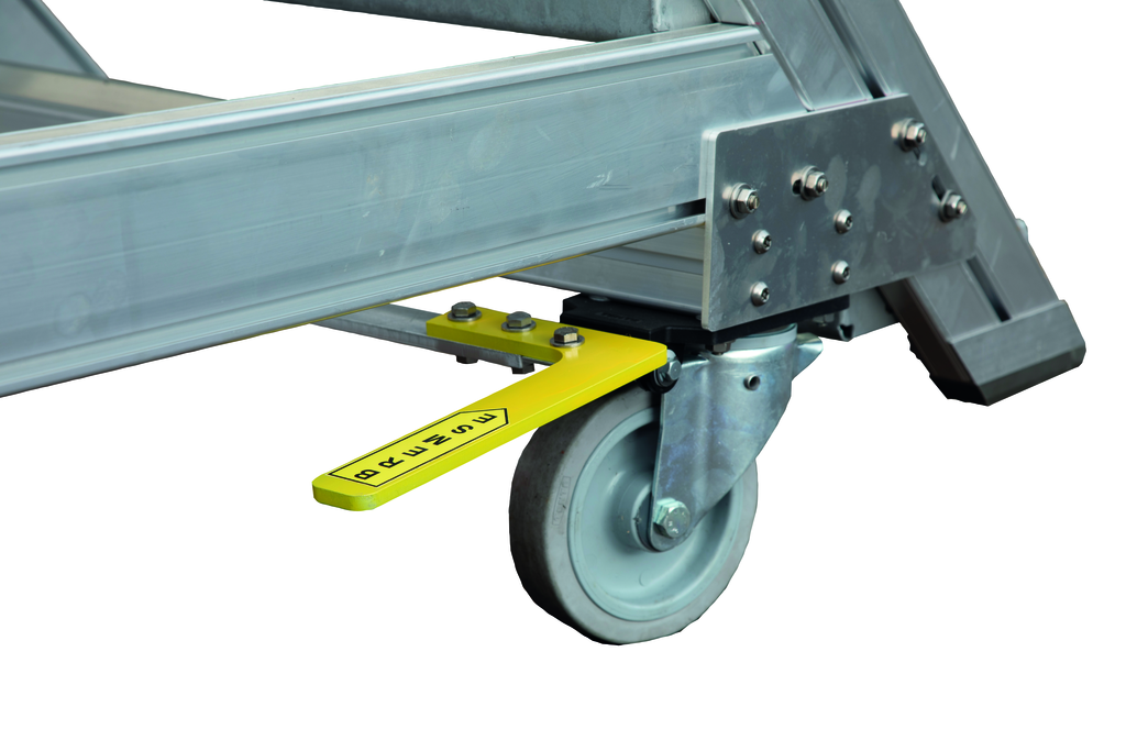 Podesttreppen rollbar, LW 1000mm, mit überstehender Traverse Podesttreppen rollbar, LW 1000mm, mit überstehender Traverse