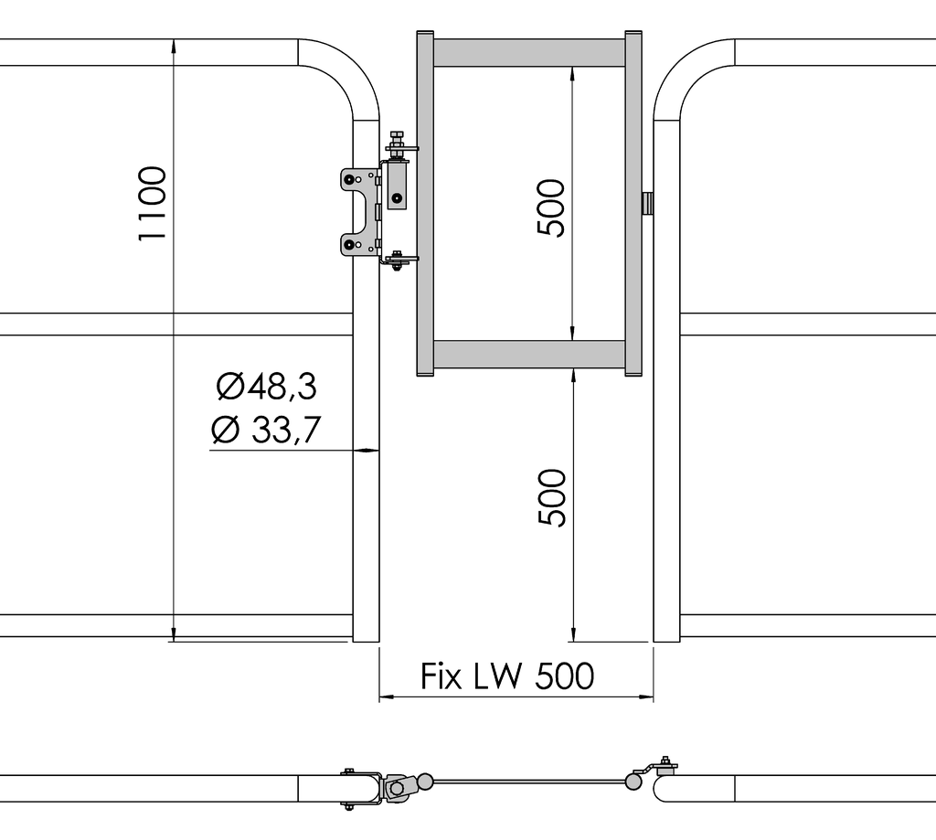 Türchen LW 500 mm mit einstellbarer Federkraft Türchen LW 500 mm mit einstellbarer Federkraft