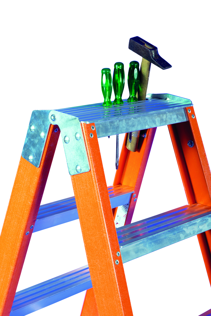 Doppelstufenstehleitern, Fiberglas mit Alustufen Doppelstufenstehleitern, Fiberglas mit Alustufen