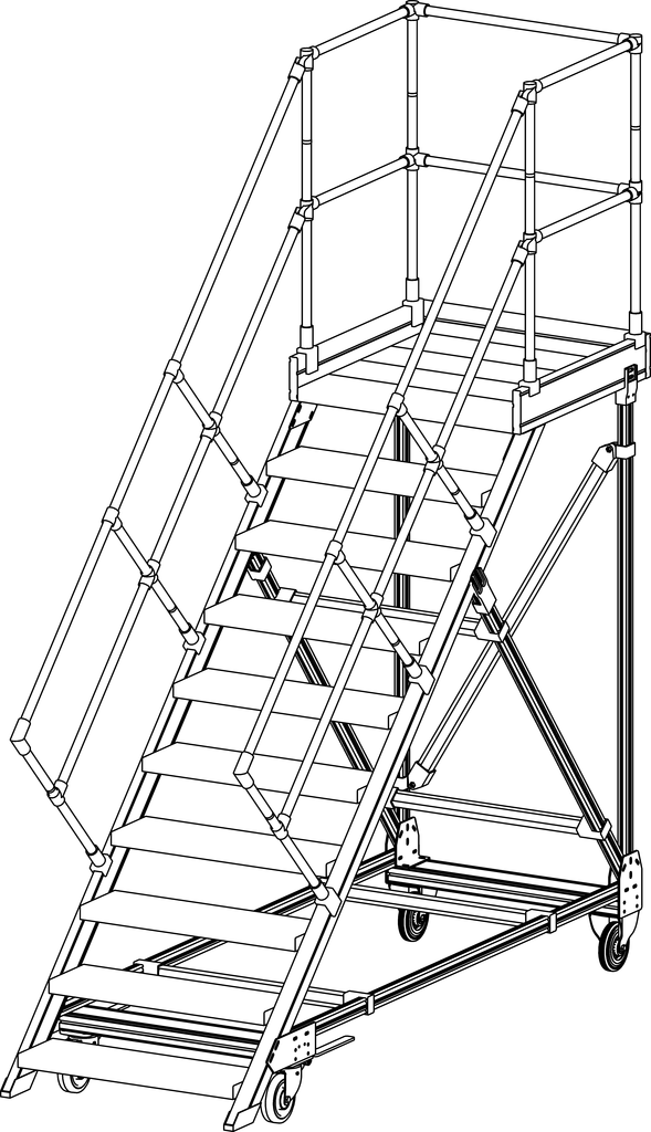 Podesttreppen rollbar, LW 1000 mm