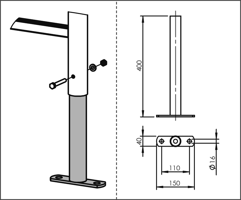 Fußplatten für gekürzte Leitern/Übergangsstücke Fußplatten für gekürzte Leitern/Übergangsstücke