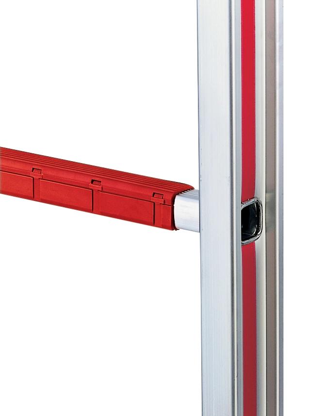 Steckleitern aus Alu, gebördelt Holmsprossenverbindung Steckleitern aus Alu, gebördelt Holmsprossenverbindung