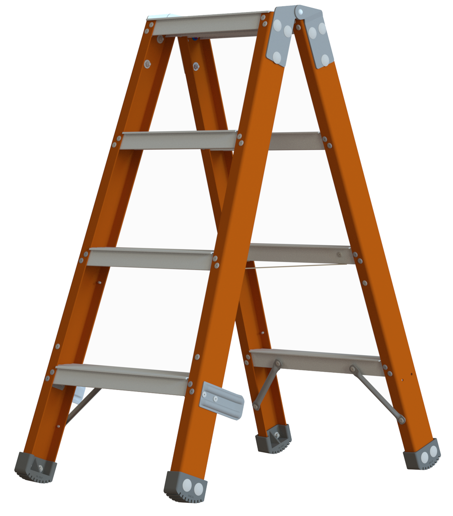 Doppelstufenstehleitern, Fiberglas mit Alustufen Doppelstufenstehleitern, Fiberglas mit Alustufen