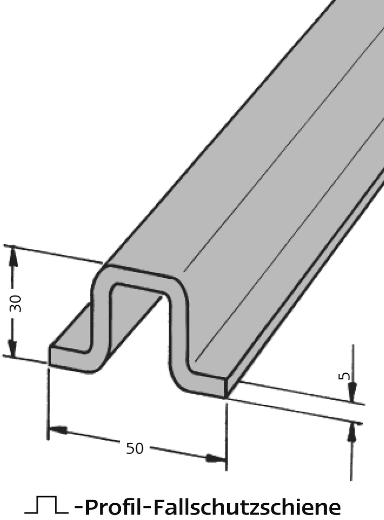 Fallschutzschienen aus Aluminium in Herstellungslängen, ungelocht uneloxiert Fallschutzschienen aus Aluminium in Herstellungslängen, ungelocht uneloxiert