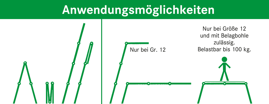 Klappleitern aus Alu, mit Traverse oben und unten Klappleitern aus Alu, mit Traverse oben und unten