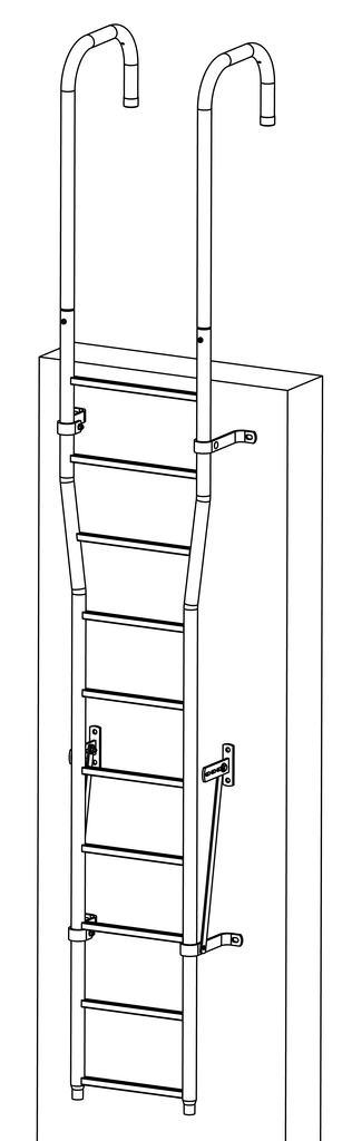 Standard Wandbefestigung für Leiterholm Ø 34 mm Holmabstand 200 mm Standard Wandbefestigung für Leiterholm Ø 34 mm Holmabstand 200 mm