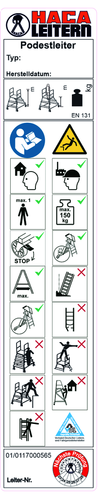 01_0117000565 Universalschild Podestleiter Klebeschild für Elefantenfuß