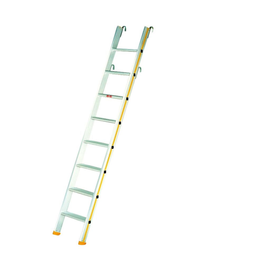 Stufenanlegeleitern aus Alu, Belastbar bis 225 kg, mit 2 Paar Haken Stufenanlegeleitern aus Alu, Belastbar bis 225 kg, mit 2 Paar Haken