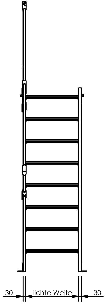 Selbstbautreppen, LW 800mm, Stufen aus Alu, Neigung 45° Selbstbautreppen, LW 800mm, Stufen aus Alu, Neigung 45°