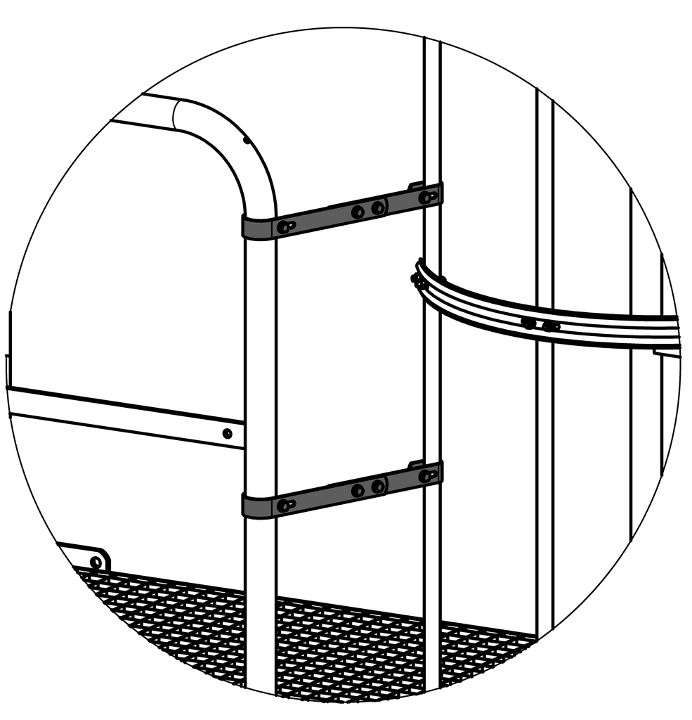 Verbindungsset Leiter an Geländer (48 mm–48 mm)