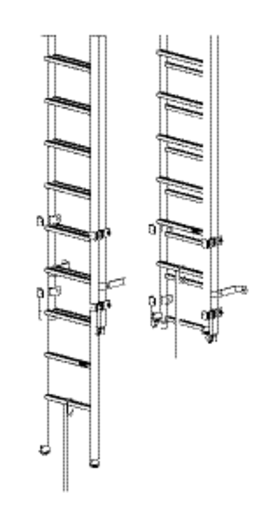 0529090300 Einschiebbare Leiter nach DIN 18799 und DIN 14094 zum Schutz gegen unbefugtes Besteigen.