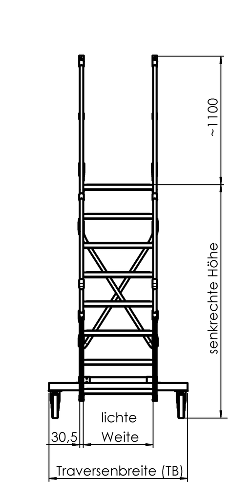 Podesttreppen rollbar,  LW 600, beidseitig besteigbar Podesttreppen rollbar,  LW 600, beidseitig besteigbar