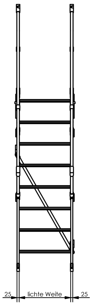 Podesttreppen ohne Stützteil, LW 500, Stufen aus Alu, Neigung 60° Podesttreppen ohne Stützteil, LW 500, Stufen aus Alu, Neigung 60°