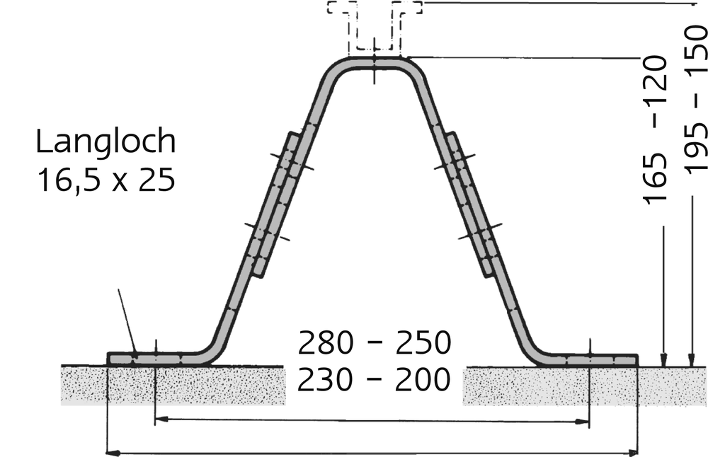 Verstellbare Wandbefestigungen für gerade Schachtwände Verstellbare Wandbefestigungen für gerade Schachtwände