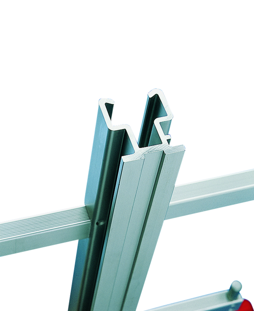 Einholmleiter aus Aluminium mit durchgehnder seitlicher  Abrutschsicherung Einholmleiter aus Aluminium mit durchgehnder seitlicher  Abrutschsicherung