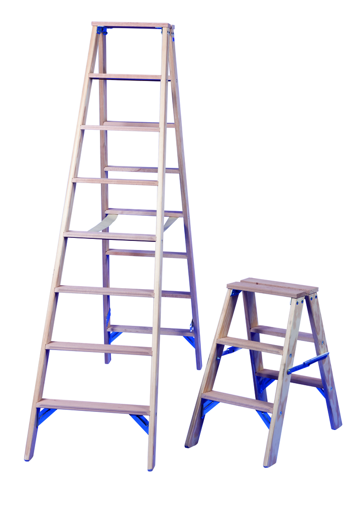 Doppelstufenstehleitern aus Holz Doppelstufenstehleitern aus Holz