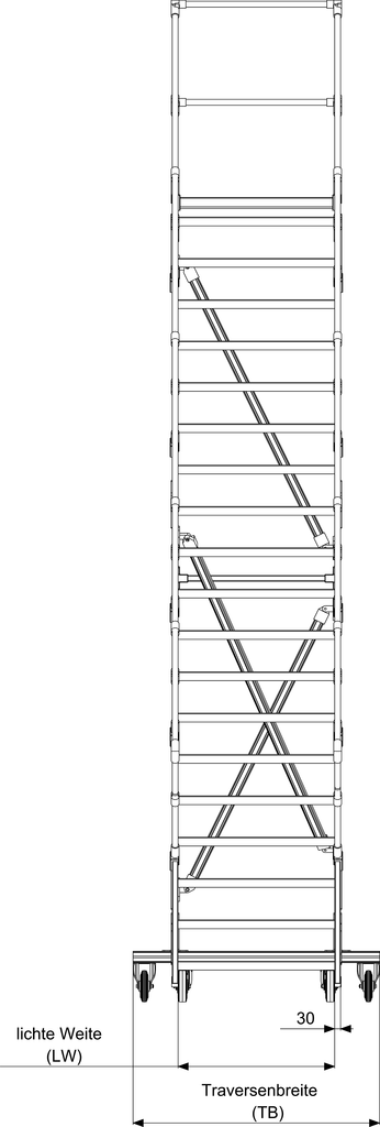 3548603800_003 Podesttreppen rollbar, LW 1000mm, mit überstehender Traverse