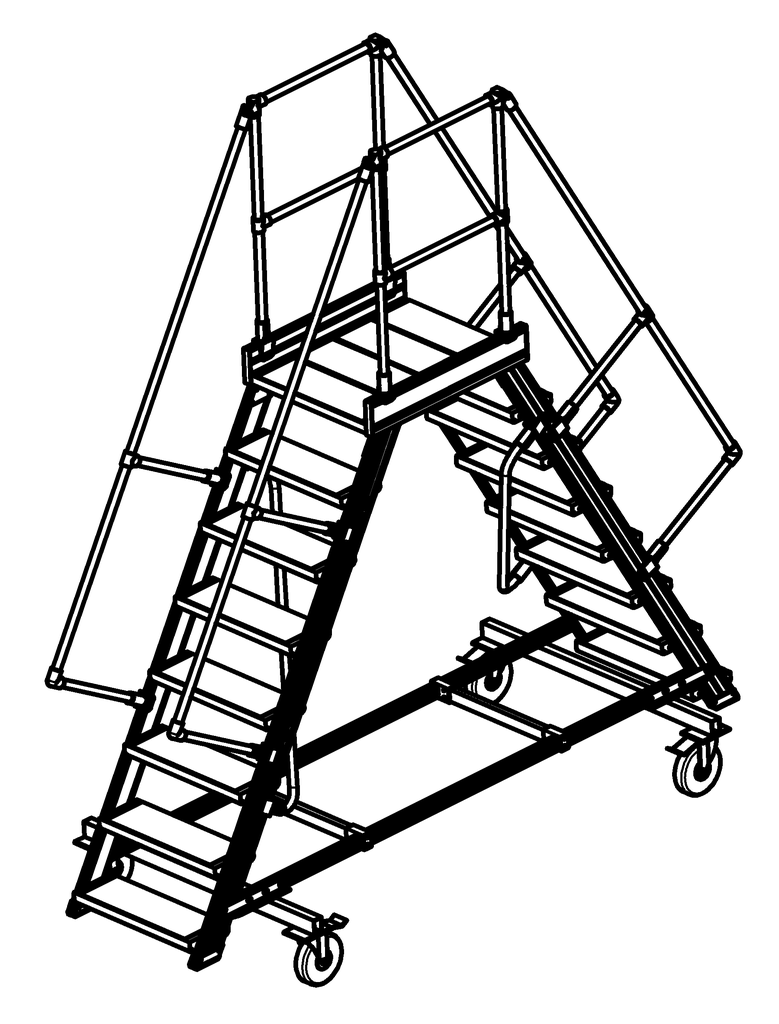 Podesttreppen rollbar,  LW 600, beidseitig besteigbar Podesttreppen rollbar,  LW 600, beidseitig besteigbar
