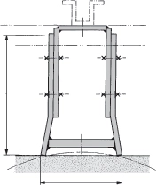 Verstellbare Wandbefestigungsbügel** für ebene und runde Bauwerke, Ø ≥ 120 mm.