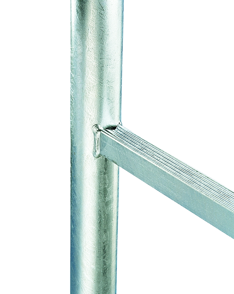 Ortsfeste Leiter aus Stahl LW 400 mm mit Rohrprofil-Sprossen Ortsfeste Leiter aus Stahl LW 400 mm mit Rohrprofil-Sprossen