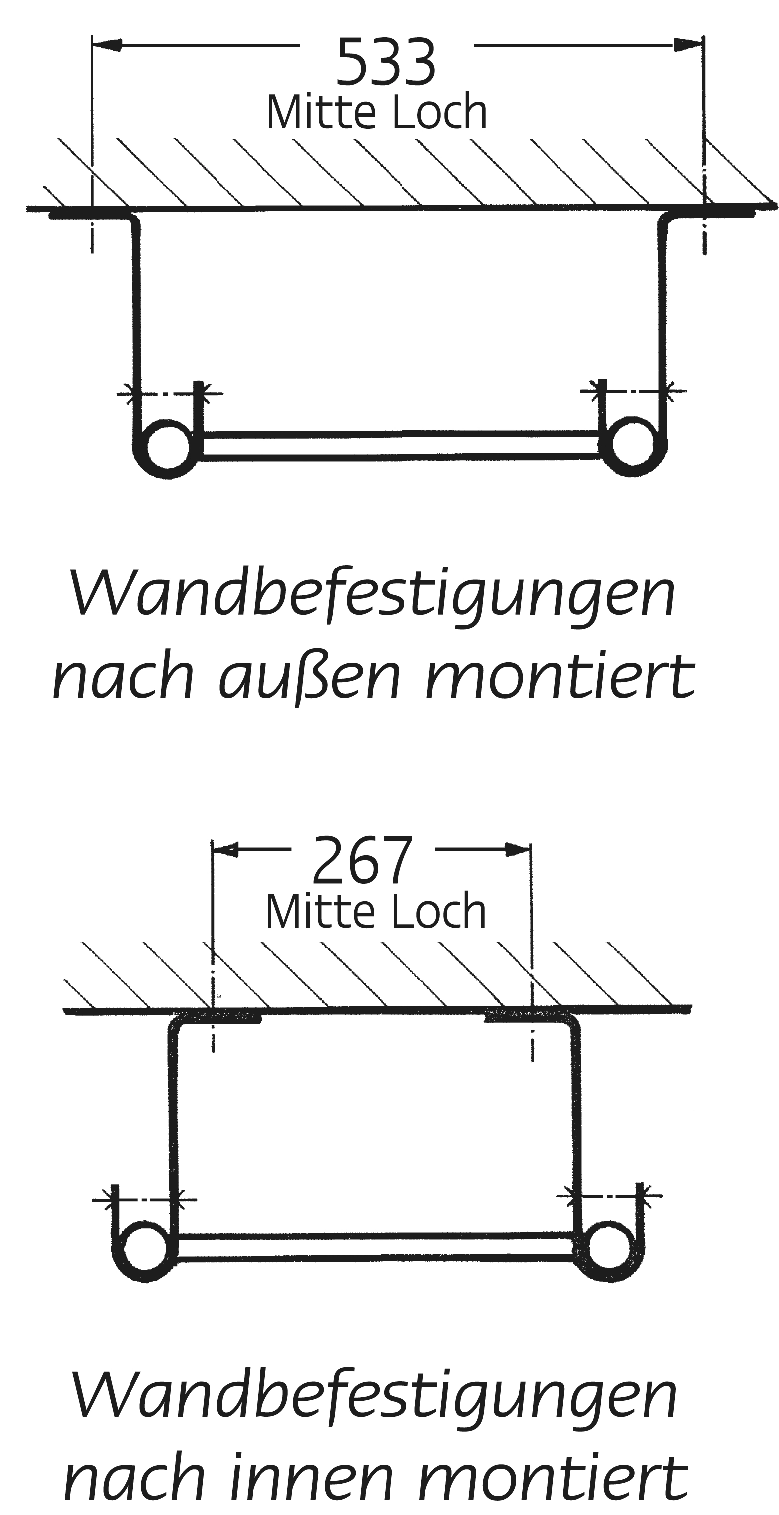 Grundleiter aus Edelstahl LW 366 mm mit Rohrprofil- Sprossen