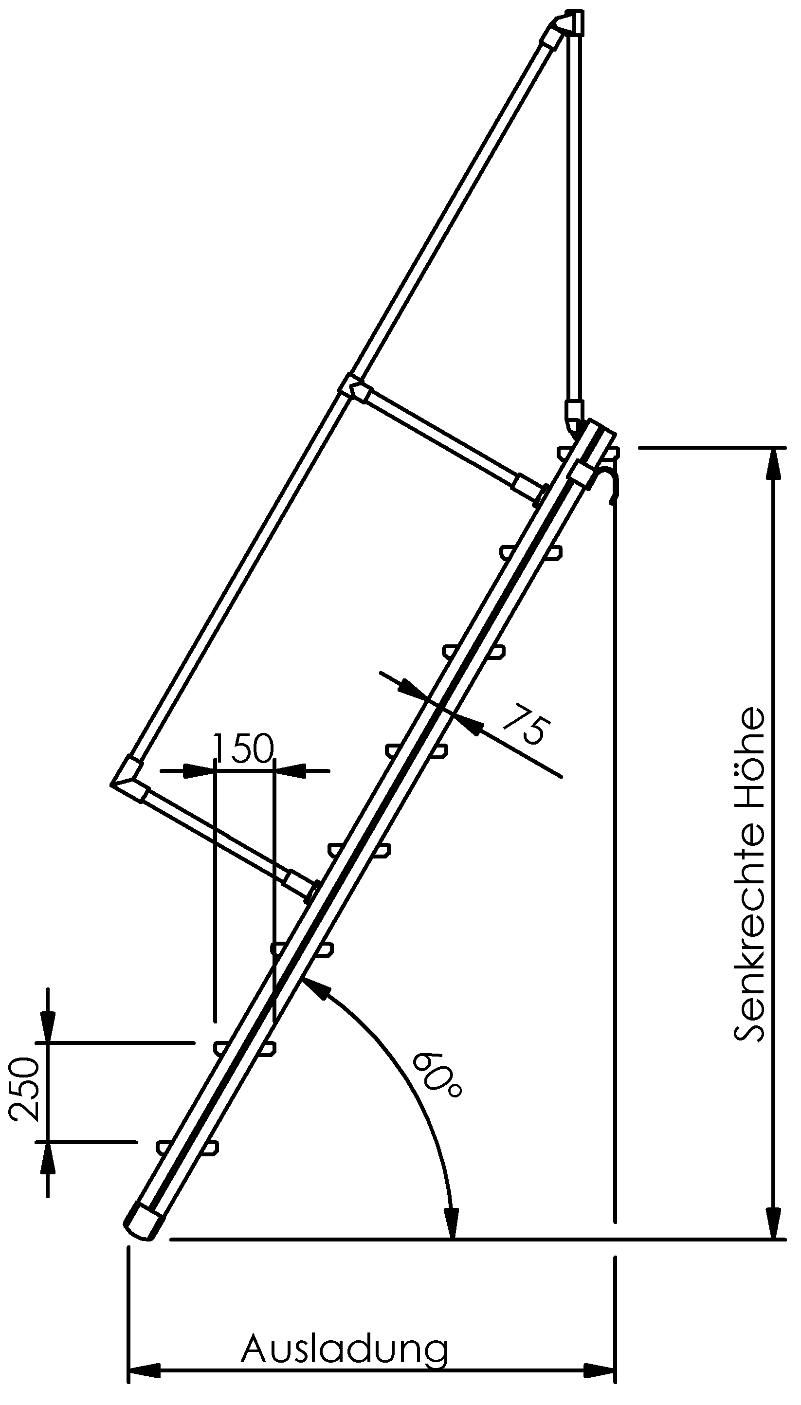 Selbstbautreppen, LW 600mm, Stufen aus Alu