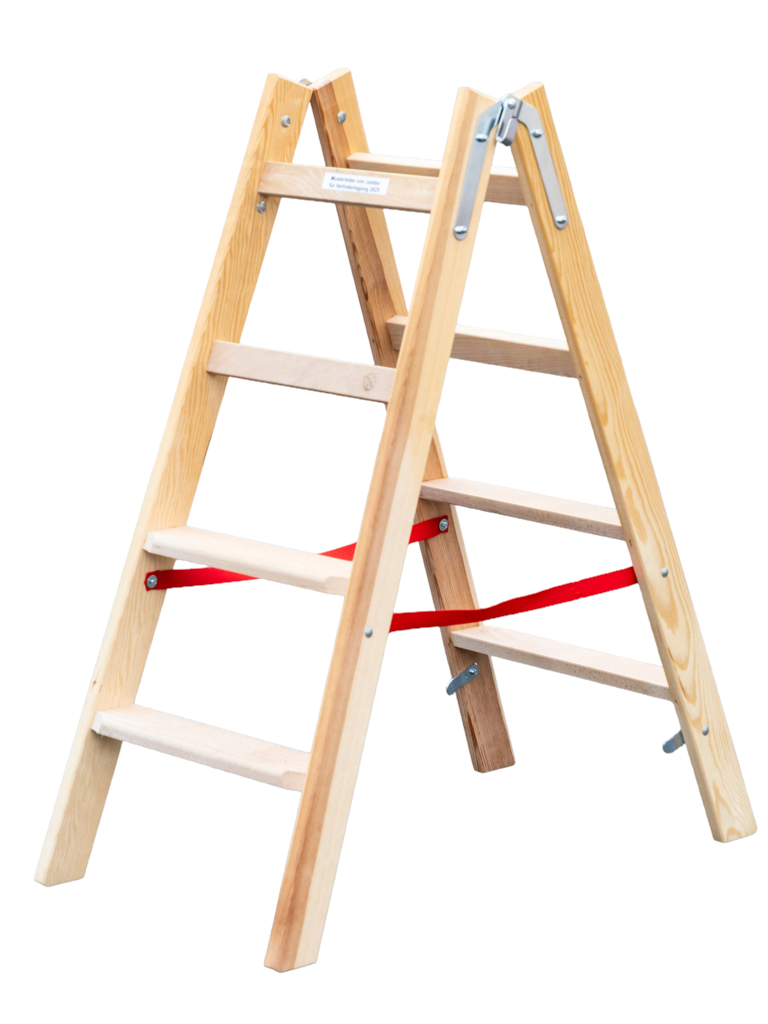 Doppelstufenstehleitern aus Holz mit Standstufen