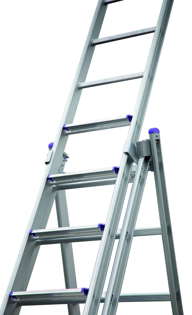 3-tlg. Hybrid-Kombinationsleiter, eloxierte Holme 3-tlg. Hybrid-Kombinationsleiter, eloxierte Holme