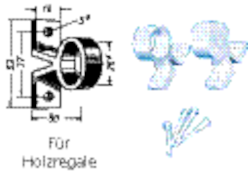 Rohrhalter für Holzregale mit Holzschrauben Rohrhalter für Holzregale mit Holzschrauben